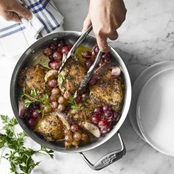 All-Clad d5 SS 4-Qt. Deep Sauté Pan with Splatter Screen -Knives Popular Store all clad d5 stainless 4 quart deep saute pan splatter screen 202233 0019 all clad d5 stainless steel 4 qt deep saute pan with splat z