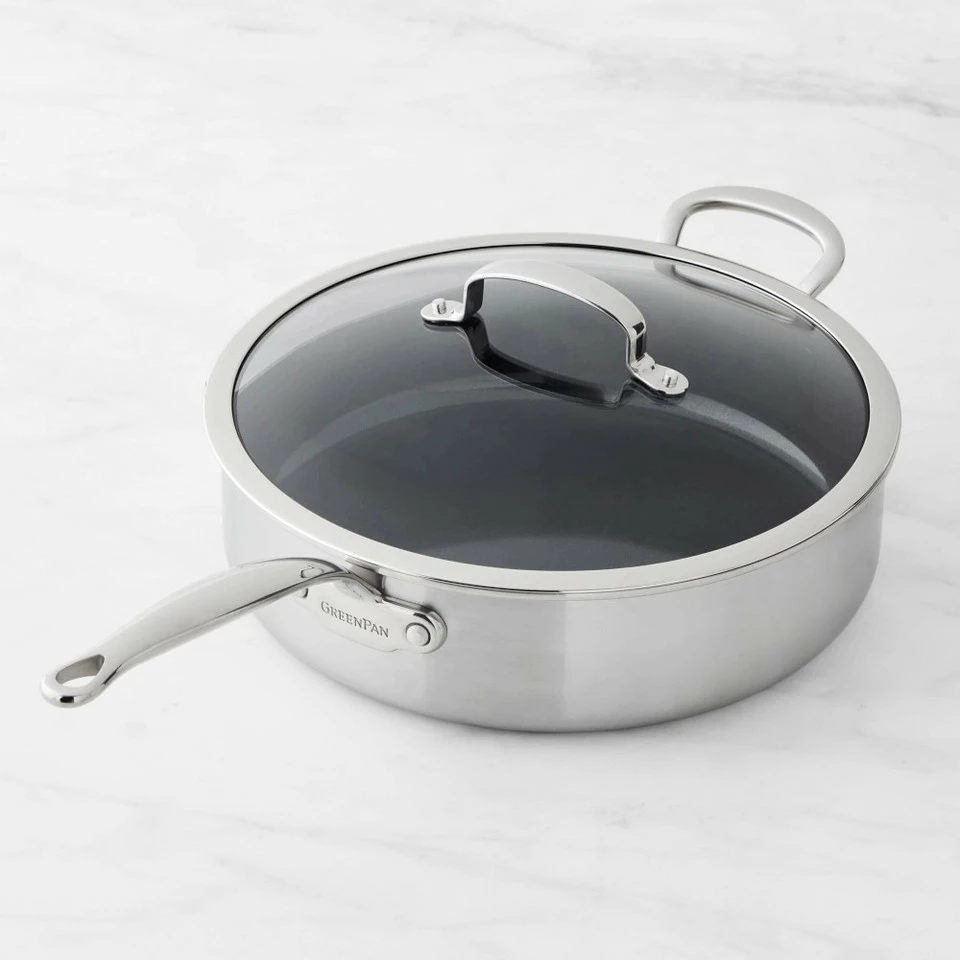 GreenPan™ Premiere Stainless Steel Ceramic Non-Stick Covered Sauté Pan with Helper Handle 1 GreenPan™ Premiere Stainless Steel Ceramic Non-Stick Covered Sauté Pan with Helper Handle