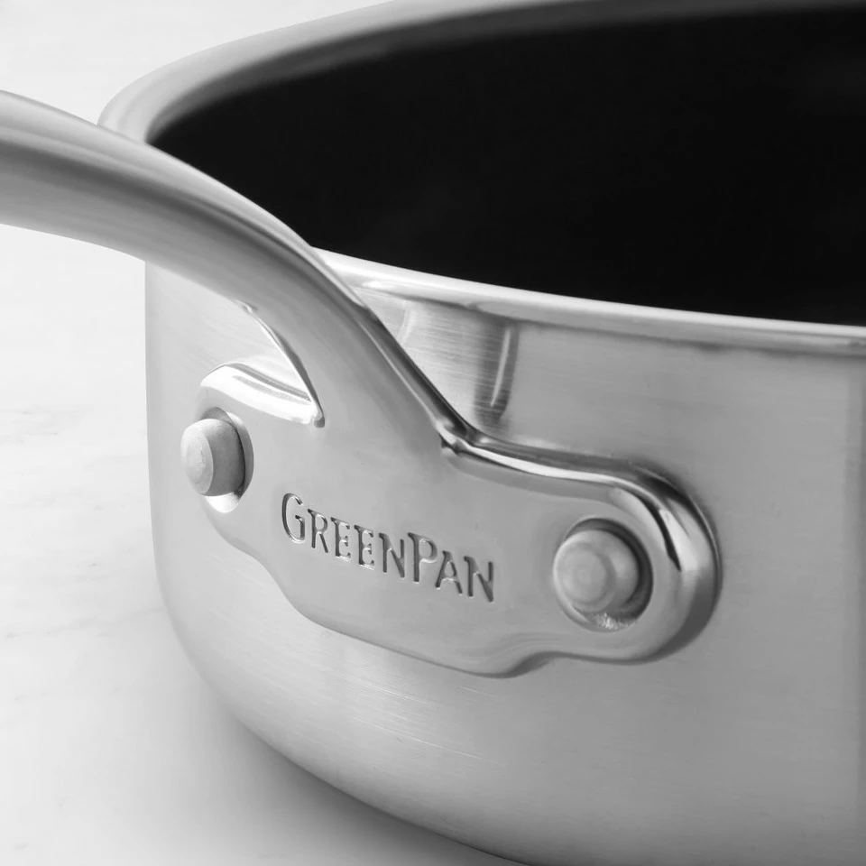 GreenPan™ Premiere Stainless Steel Ceramic Non-Stick Covered Sauté Pan with Helper Handle 3 GreenPan™ Premiere Stainless Steel Ceramic Non-Stick Covered Sauté Pan with Helper Handle - Image 3