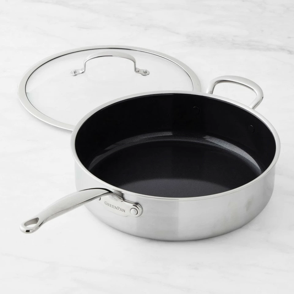 GreenPan™ Premiere Stainless Steel Ceramic Non-Stick Covered Sauté Pan with Helper Handle 2 GreenPan™ Premiere Stainless Steel Ceramic Non-Stick Covered Sauté Pan with Helper Handle - Image 2