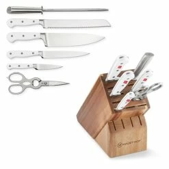 Wüsthof Classic 7-Piece Knife Block Set, White -Knives Popular Store wusthof classic 7 piece knife block set white 202240 0064 wusthof classic 7 piece knife block set white z